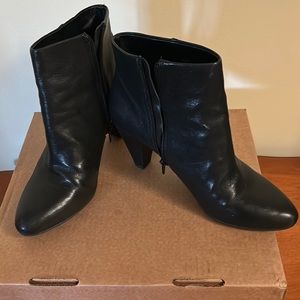 Black leather booties